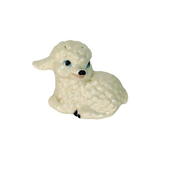 VTG 50s Porcelain Farmhouse Animals Lamb Figurines Big Blue Eyes Nursery Easter - Picture 7 of 12